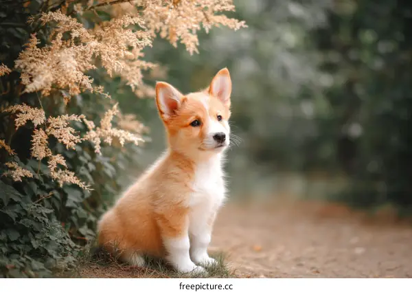 Cute Puppy Outdoors in Nature