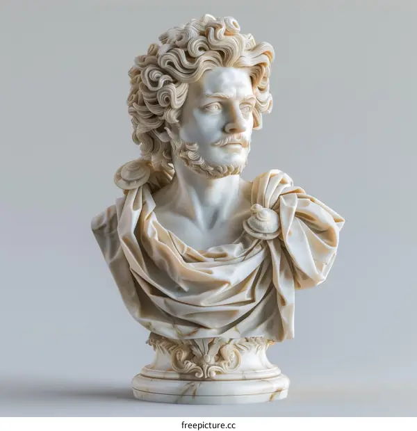 Detailed Bust Sculpture of a Man in Classical Style