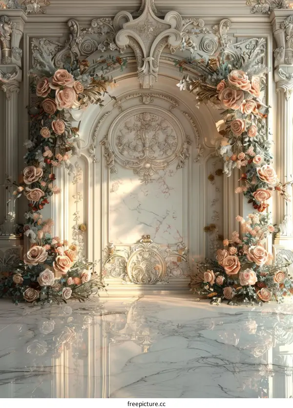 Elegant Baroque Interior with Floral Decoration