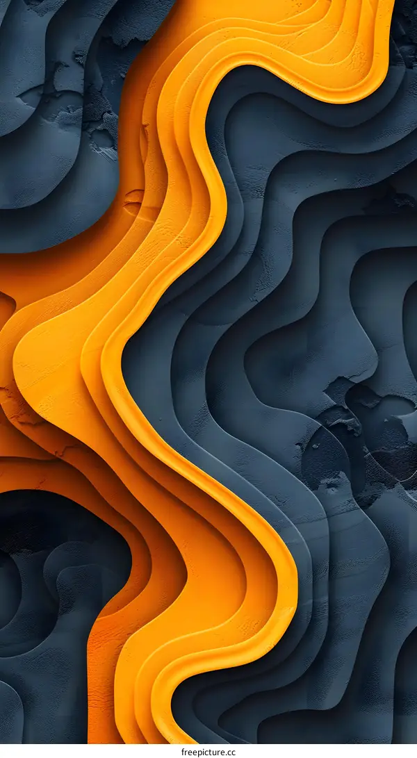 Blue and orange abstract waves background