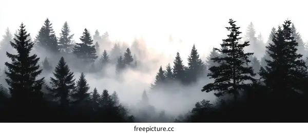 Misty Forest Landscape Silhouette