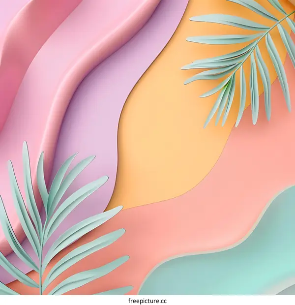 Abstract Colorful Background With Palm Leaf