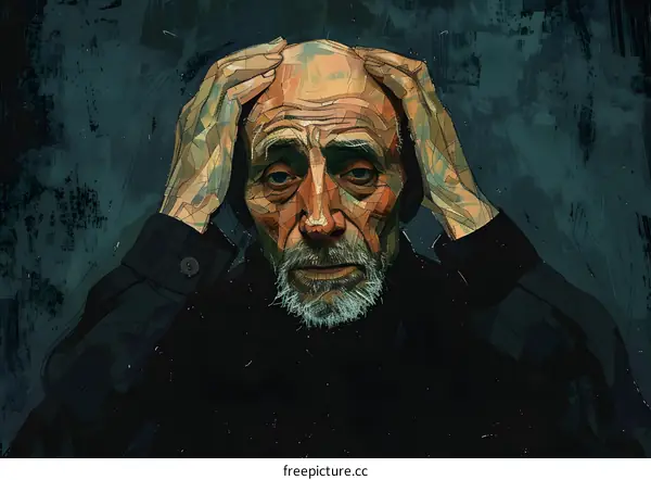 Portrait of a Caucasian Man With Hands on His Head