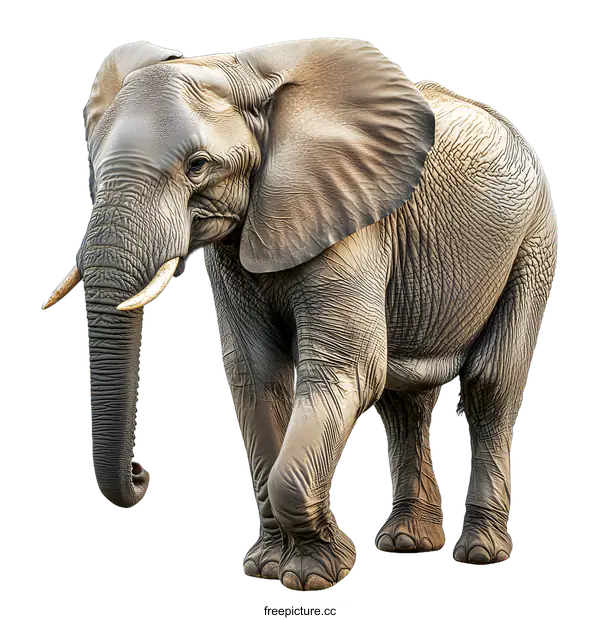 [Transparent Background PNG]African Elephant Isolated On White Background