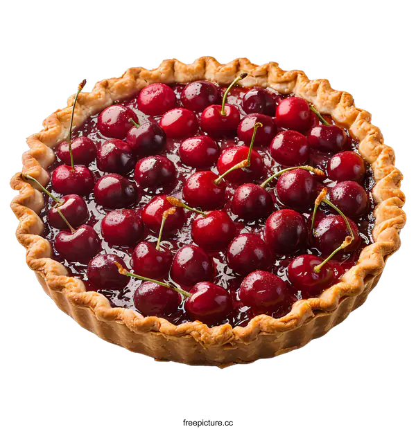 [Transparent Background PNG]A delicious cherry pie with a golden crust