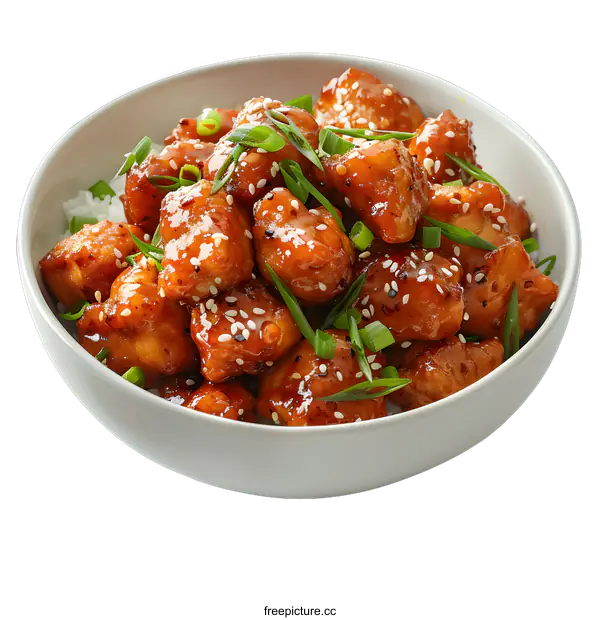[Transparent Background PNG]Bowl of Teriyaki Chicken and Rice