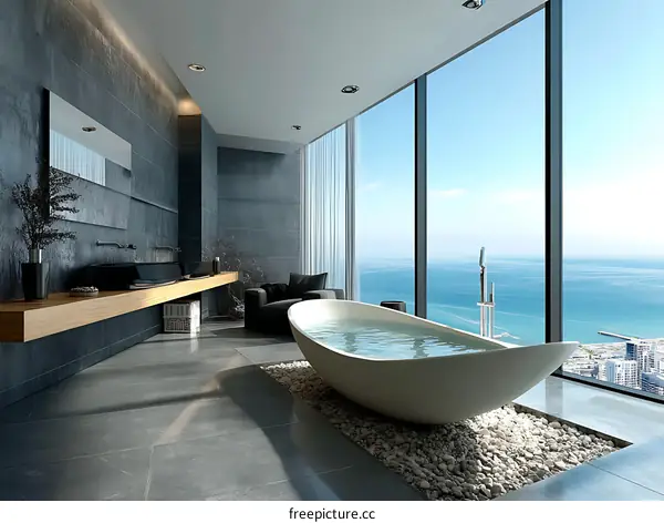 Luxury Penthouse Bathroom with Ocean View