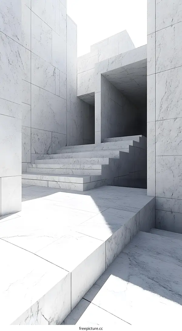 Minimalist White Marble Staircase Architecture