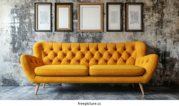 Mustard Yellow Sofa in a Modern Industrial Loft