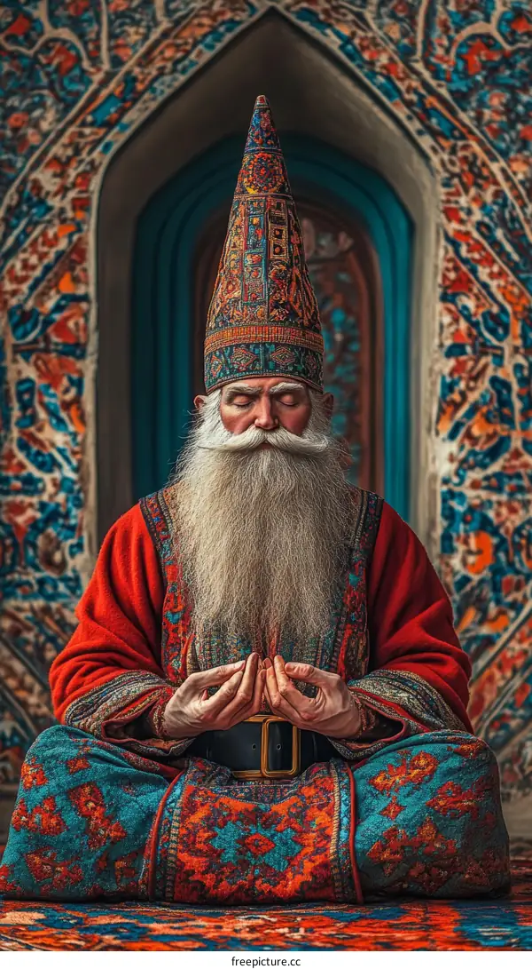 Ancient Spiritual Leader in Traditional Attire