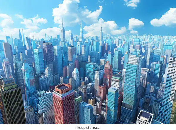 A Bustling Metropolis with Towering Skyscrapers
