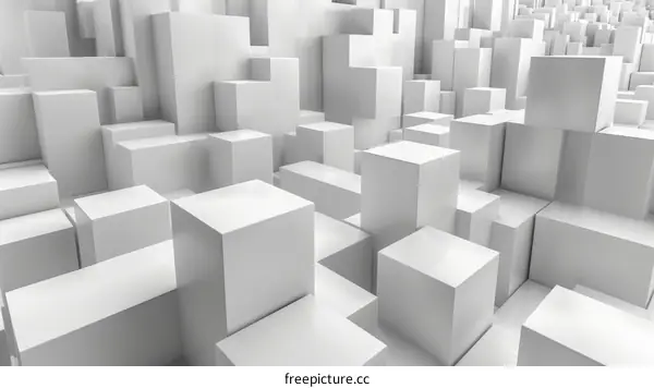 Abstract Geometric 3D White Cube Box Background