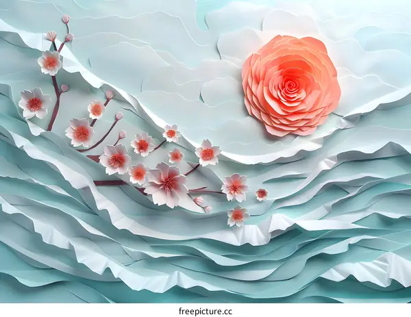 Paper Art Flowers Abstract Background