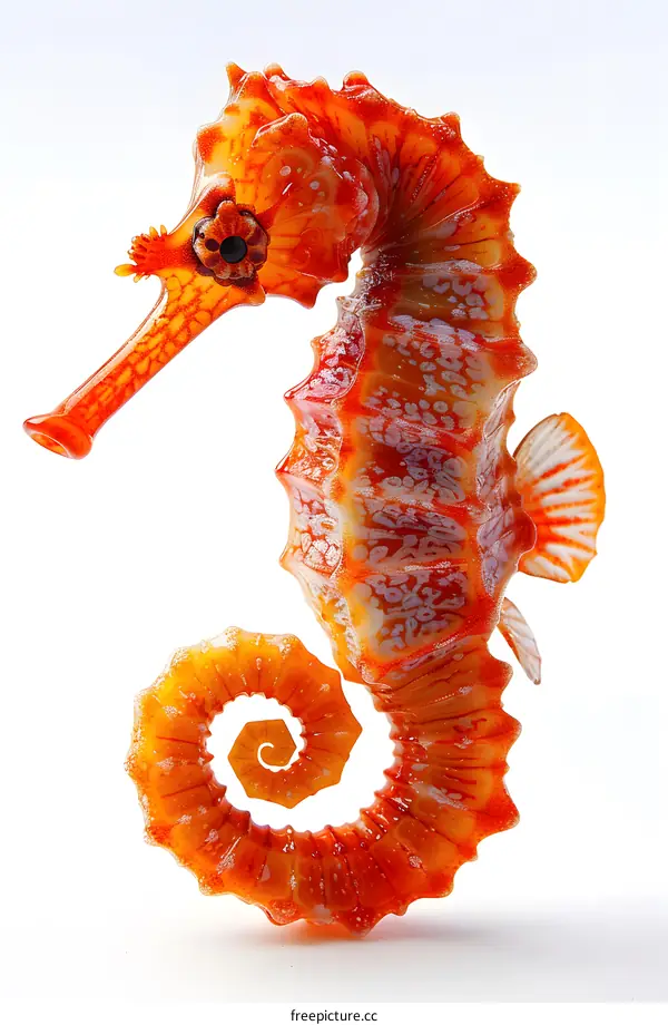 Glass Seahorse Sculpture on White Background