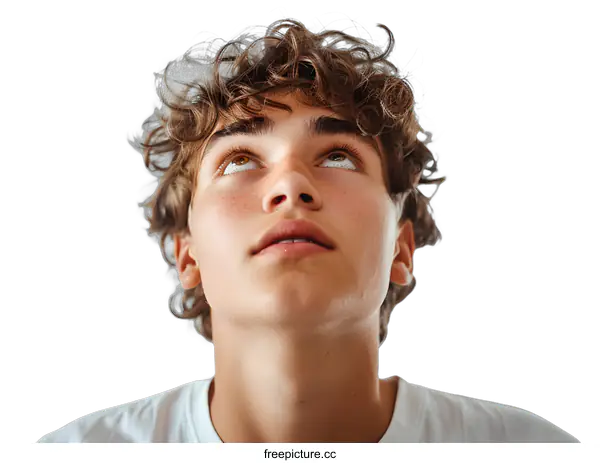 [Transparent Background PNG]Headshot of a young male looking up