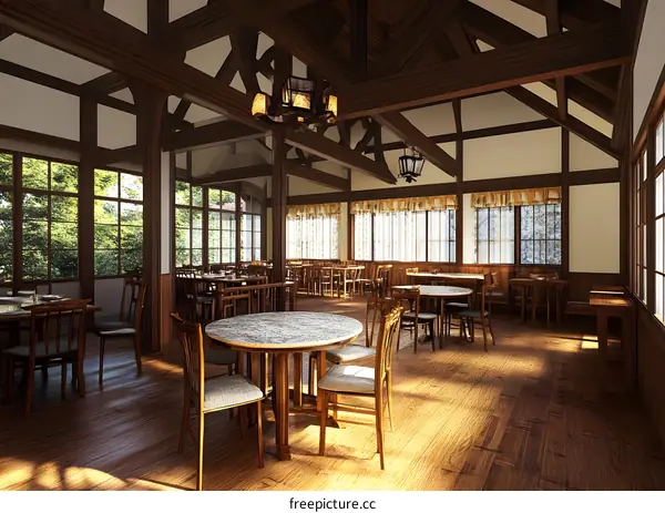 Wooden Interior Design of a Restaurant
