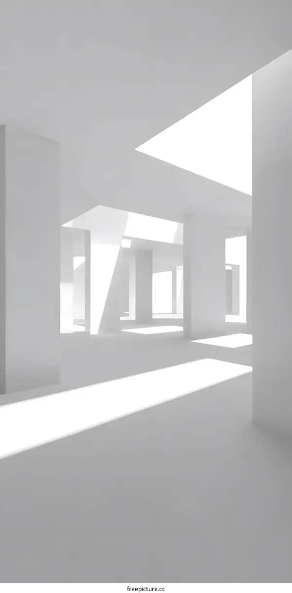 Abstract White Interior Design with Light and Shadow