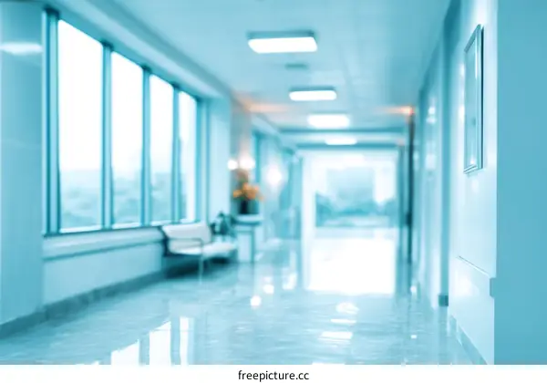 Modern Hospital Corridor with Bright Light