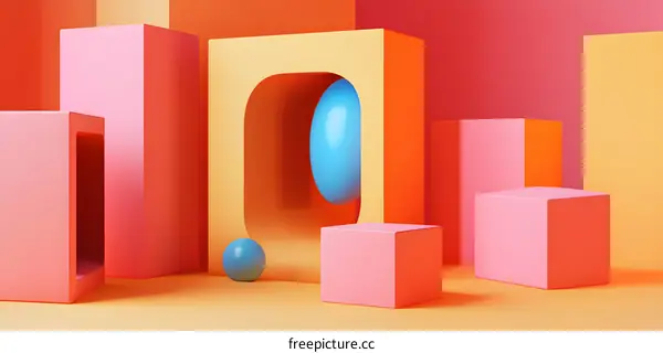 Abstract 3D Background With Blue and Orange