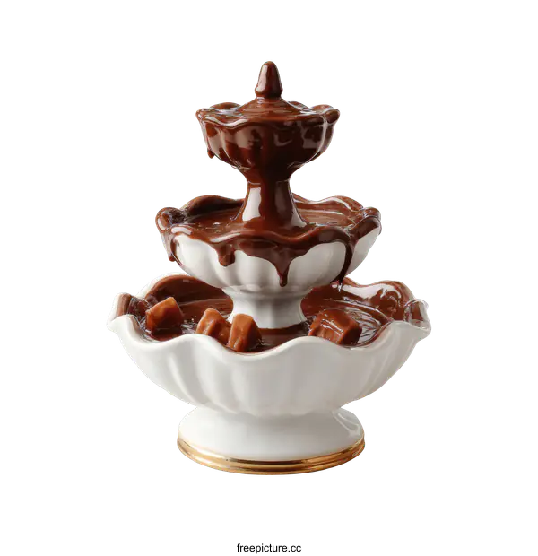 [Transparent Background PNG]Chocolate Fountain Display with Caramel