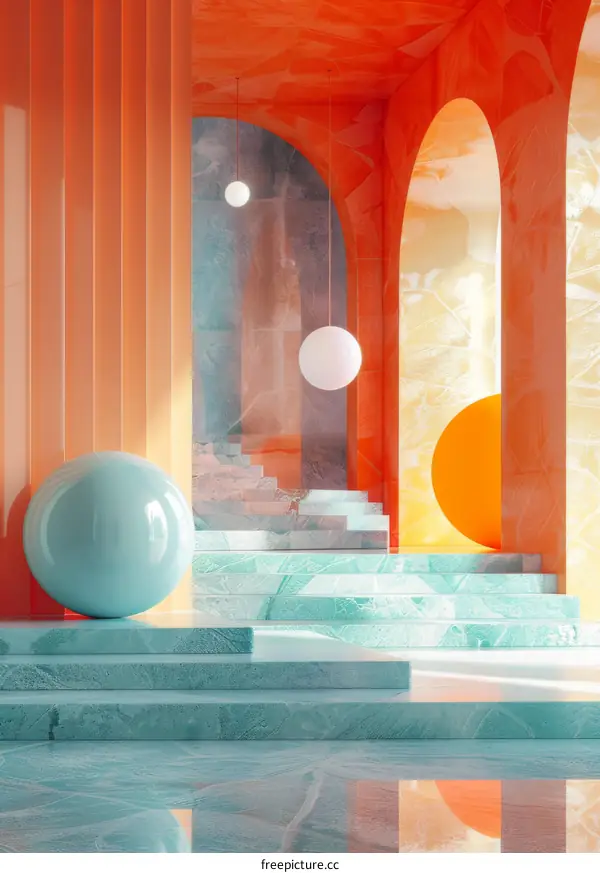 Colorful Architectural Interior Design Illustration