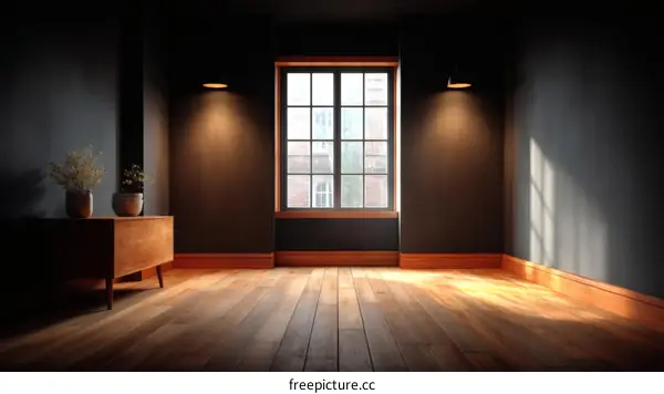 Empty Room Interior Design with Wooden Floor