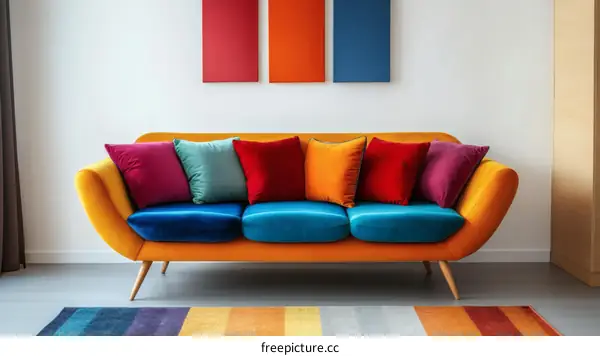 Colorful Modern Sofa in a Stylish Room