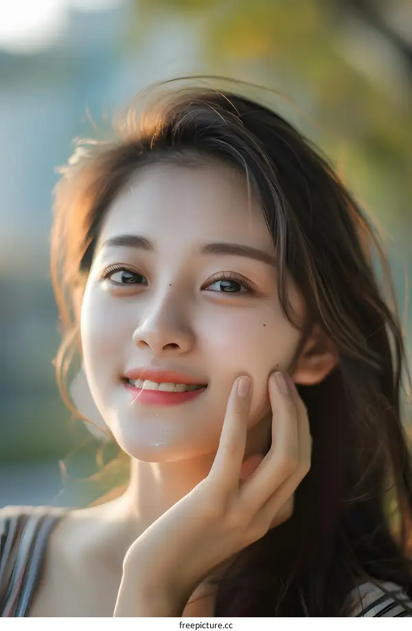 Portrait of a Beautiful Asian Woman with a Soft Smile