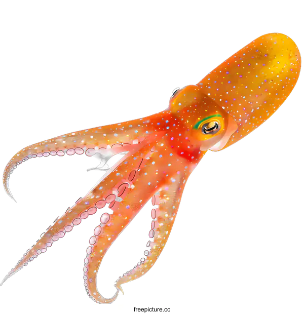 [Transparent Background PNG]A beautiful close up of a bioluminescent octopus
