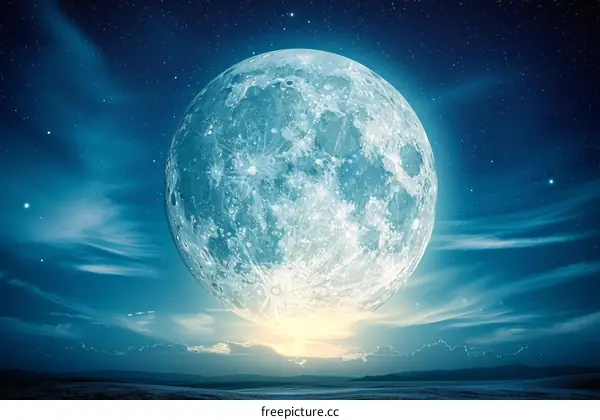 Blue Moon Rising Over the Desert