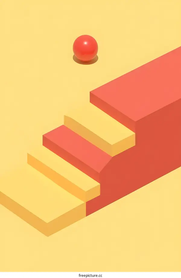 Abstract Yellow and Red Geometric Shapes on Background