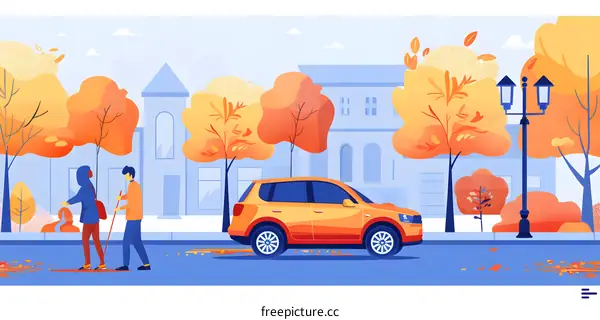 Autumn Day in the City Illustration