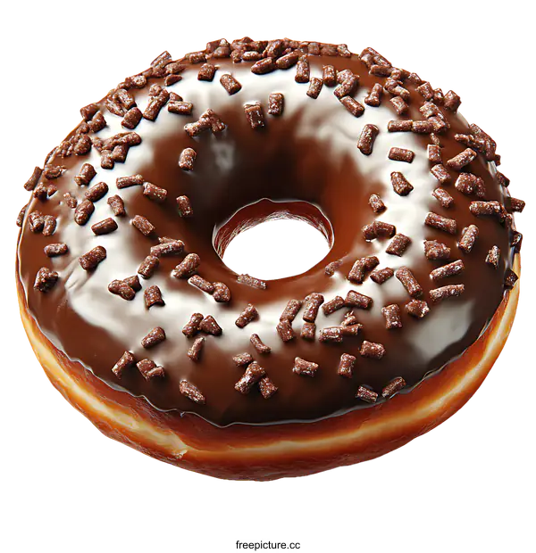 [Transparent Background PNG]Delicious Chocolate Donut with Sprinkles