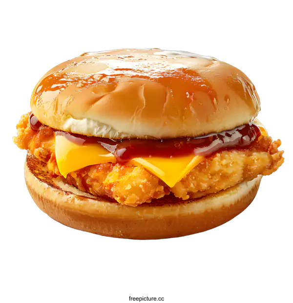 [Transparent Background PNG]Fried chicken sandwich with cheese
