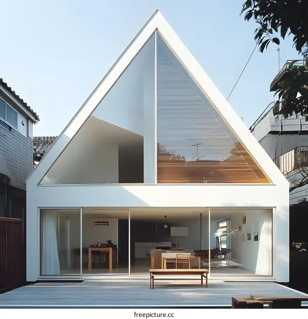 Modern Minimalist Architecture with Triangular Window Design