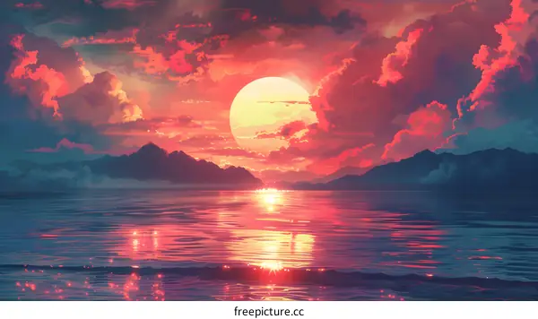 The sea under the sunset