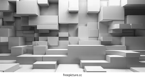 Geometric White Cube Background 3D Rendering
