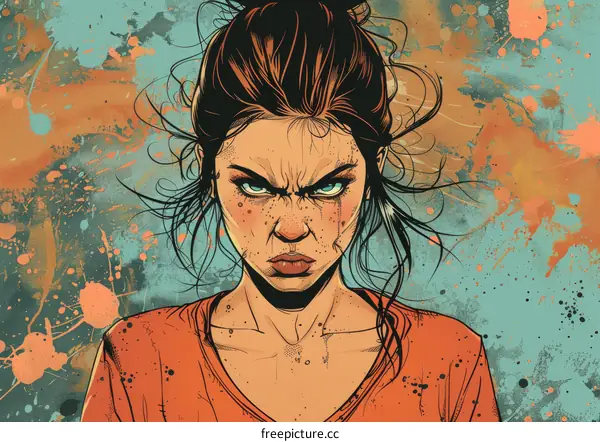 Portrait of an angry young woman