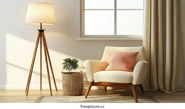 Modern Living Room with Stylish Floor Lamp and Armchair