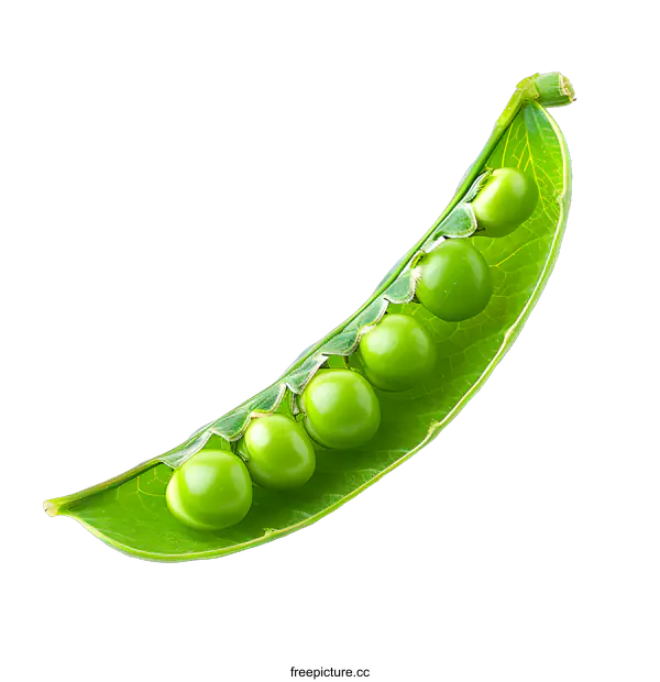 [Transparent Background PNG]Fresh Green Pea Pod with Peas on a White Background