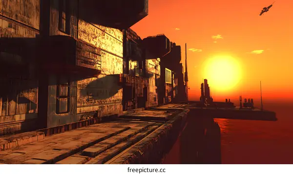 Futuristic Cityscape at Sunset