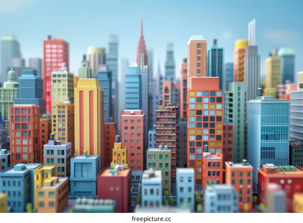 Colorful Miniature City Model