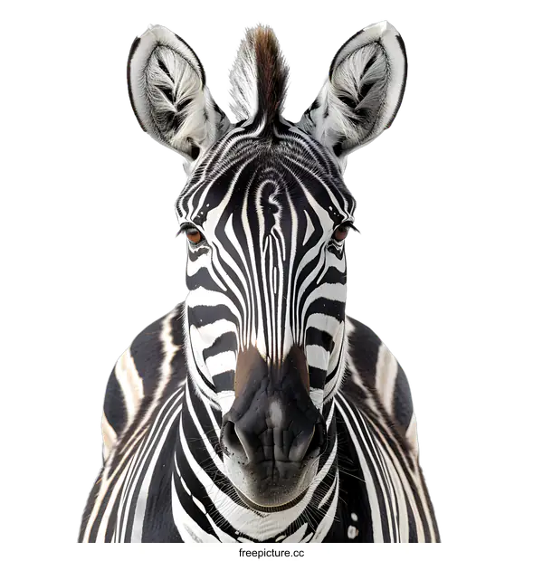 [Transparent Background PNG]Zebra Portrait on White Background