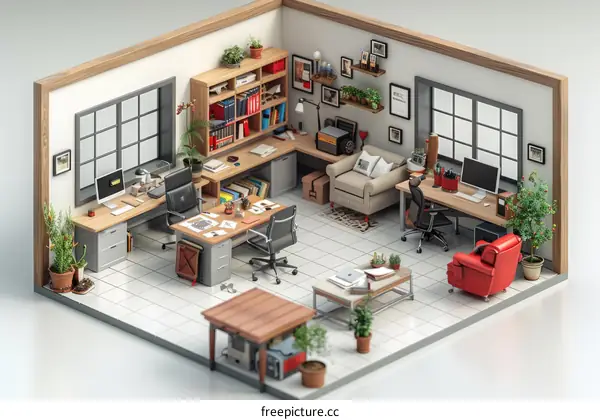 Isometric Home Office Design