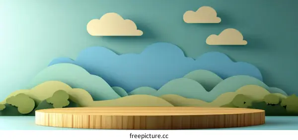 Pastel Paper Cut Landscape Display Stand