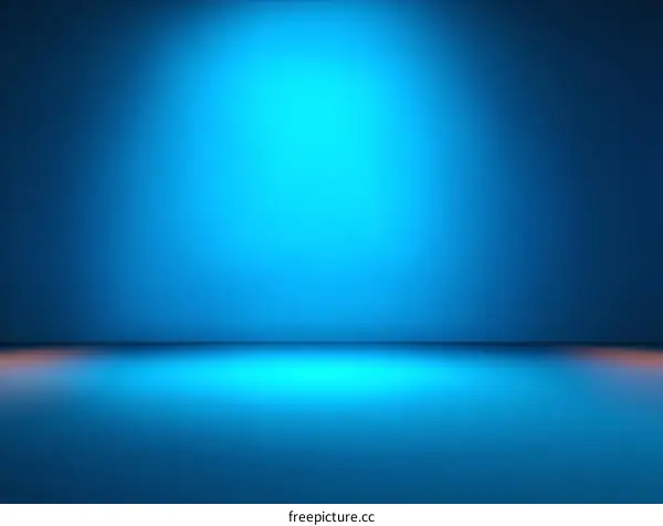 Empty Studio Background with Vivid Blue Lighting