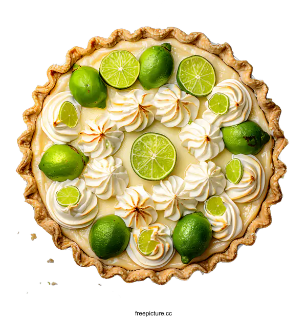 [Transparent Background PNG]Key Lime Pie with Meringue Topping
