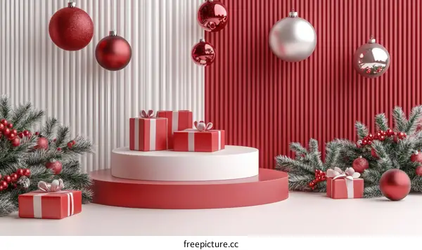 Christmas Gift Display Podium Illustration