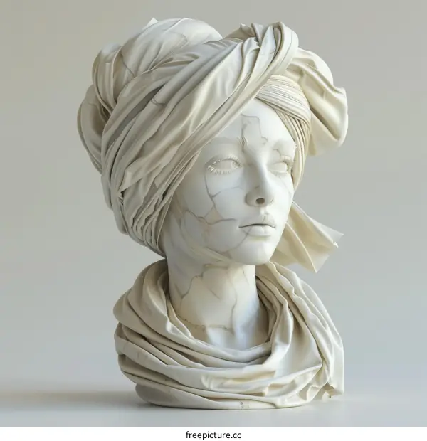 Elegant Bust of a Woman with a Turban