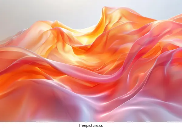 Colorful abstract background with soft folds of pink and orange fabric